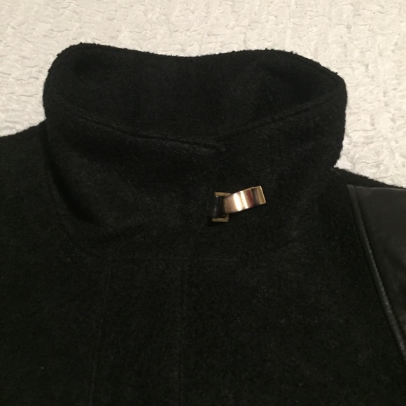 Badgley Mischka Wool & leather Coat Black XL(16) - Picture 8 of 16